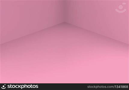 3d rendering. soft sweet pink corner room wall floor background.