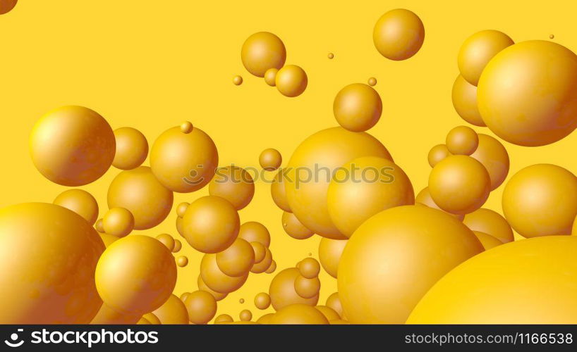 3d rendering Spheres Abstract background glossy Yellow bubbles balls on yellow background