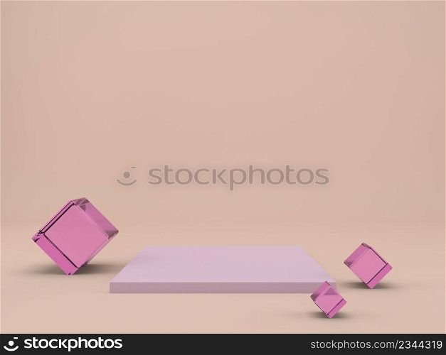 3d rendering studio with geometric shapes, podium on the floor. Platforms for product presentation, mock up. 3d rendering studio with geometric shapes, podium on the floor. Platforms for product presentation, mock up background.