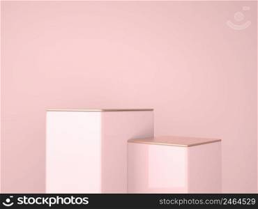 3d rendering studio with geometric shapes, podium on the floor. Platforms for product presentation.. 3d rendering studio with geometric shapes, podium on the floor. Platforms for product presentation, mock up background.