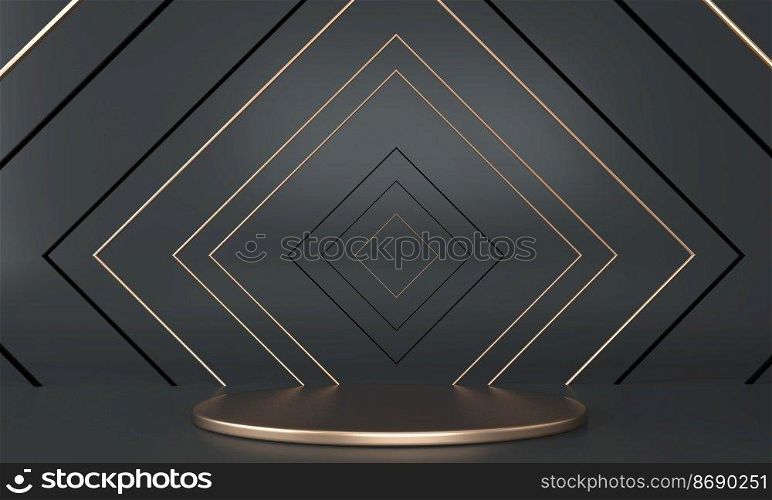 3d rendering studio with geometric shapes, podium on the floor. Platforms for product presentation.. 3d rendering studio with geometric shapes, podium on the floor. Platforms for product presentation, mock up background.
