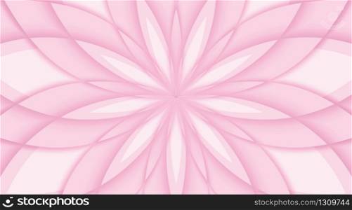 3d rendering. Sweet pink curve line in flower shape pattern wall background. for greeting or wedding card design.
