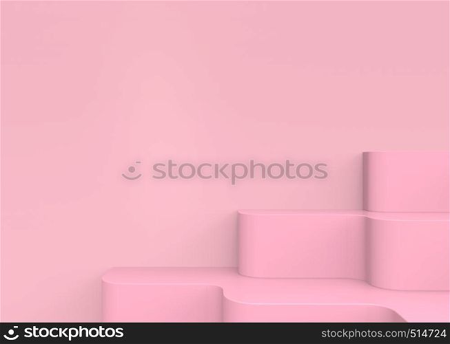 3d rendering. sweet pink stair with copy space wall background.