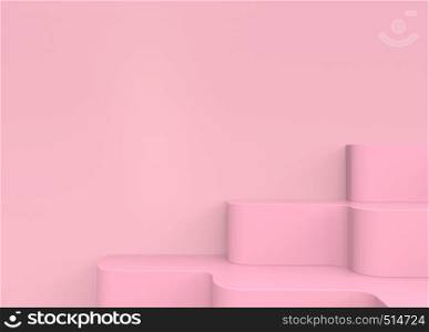 3d rendering. sweet pink stair with copy space wall background.