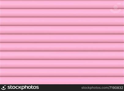 3d rendering. sweet soft pink color tone horizontal cylinder curve pattern shutter door wall background.