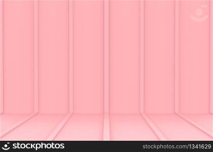 3d rendering. sweet soft pink color tone vertical panels pattern wall floor background.