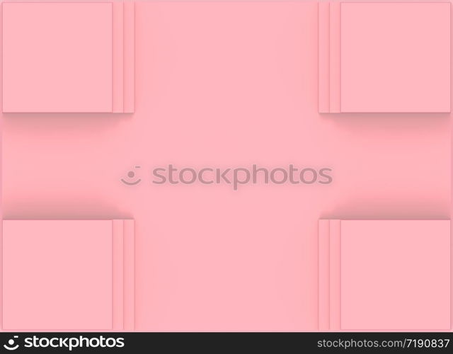 3d rendering. Sweet soft pink square art frame wall background.