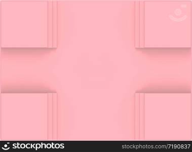 3d rendering. Sweet soft pink square art frame wall background.