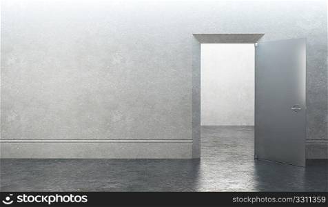 3d rendering the empty room with door