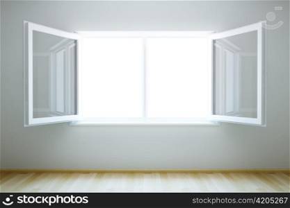 3d rendering the empty room with open window