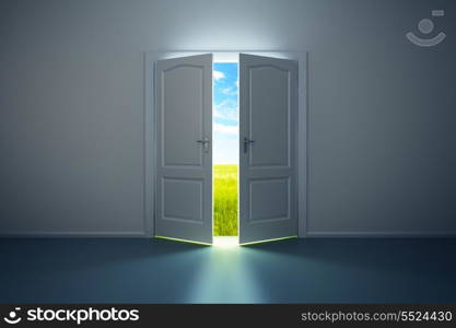 3d rendering the empty room with opened door