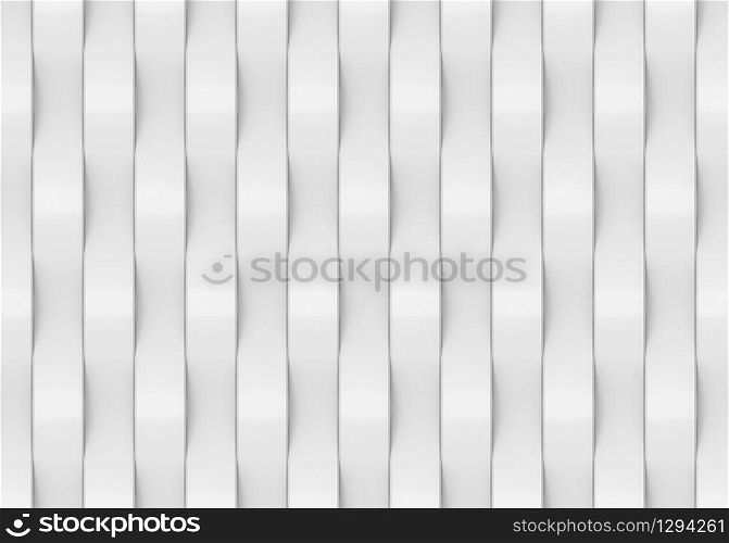 3d rendering. Top view of abstract modern vertical White ribbons curve wall background.