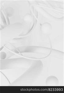 3D Rendering Trendy Pure White Dynamic Geometric Abstract Background for Leaflet, Presentation or Brochure Cover