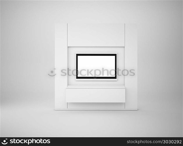 3d rendering TV wall isolated on white , mock up illustration