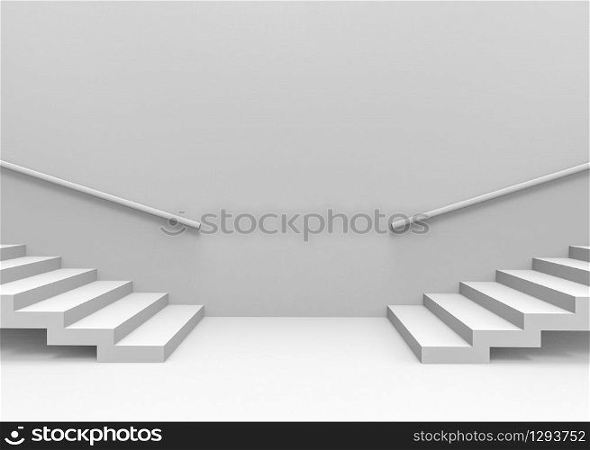 3d rendering. Two way of staircase for choosing the next step for life concept.