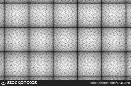 3d rendering. vintage black line stripe square tile pattern design sofa surface wall background.