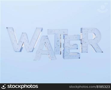3D Rendering Water Text Effect with Waterdrops Background for Beauty, Skin Care, food and Beverage Advertising Product Display.