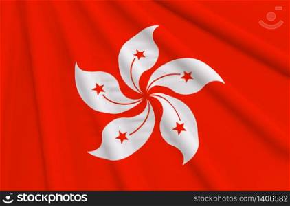 3d rendering. waving Hong kong National Flag wall background.