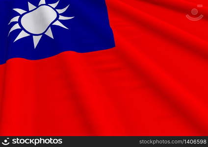 3d rendering. waving Taiwan national Flag wall background.