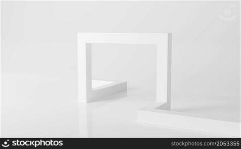 3d rendering White Abstract Architecture. White Modern Interior Background. Building Blocks. Minimal Geometric Shapes Design. Wallpaper Architecture Illustration of Modern minimal Geometric Futuristic