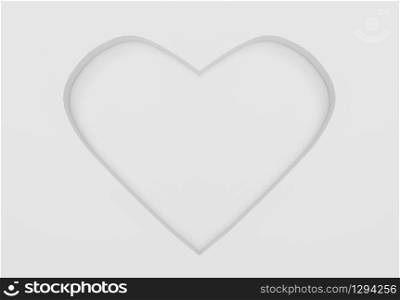 3d rendering. white and gray tone color concave heart shape wall background for valentine or any special time.