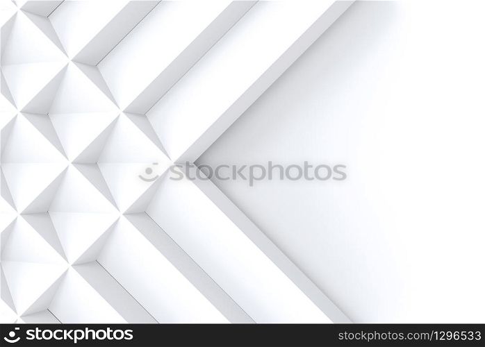 3d rendering. white geometric square grid pattern on copy space background.