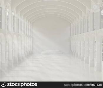 3D rendering white hall scene in Mythological novel,nobody,fantasy