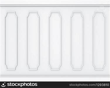 3d rendering. White modern Classical retro wood wall background.