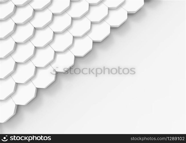 3d rendering. White roof tiles on copy space gray background.