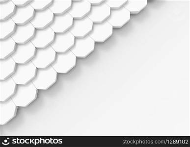 3d rendering. White roof tiles on copy space gray background.