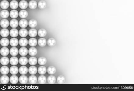 3d rendering. White sphere pearl in merry Christmas tree shape wall background.