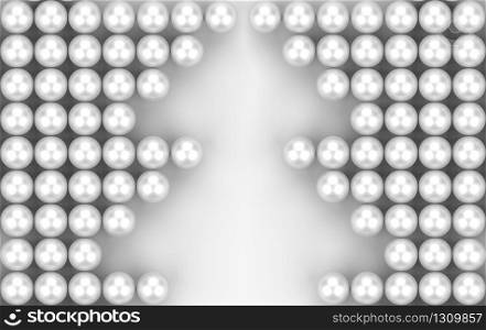 3d rendering. White sphere pearl in merry Christmas tree shape wall background.