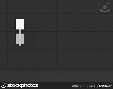 3d rendering. White square Light hanging on Dark black rectangle pattern wall background