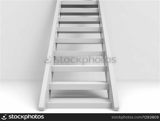 3d rendering. White Up stairs with light gray copy space wall as background. the success way in bussiness concept.