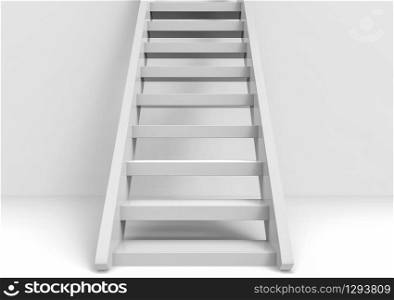 3d rendering. White Up stairs with light gray copy space wall as background. the success way in bussiness concept.