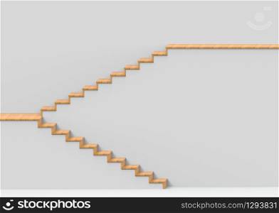 3d rendering. Wood panels on concrete stairs background.