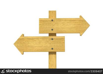 3d rendering wooden pointer on white background