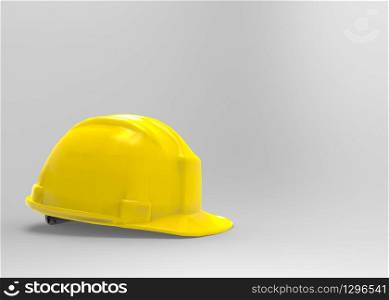3d rendering. Yellow safty Helmet cap on gray background with clipping path.