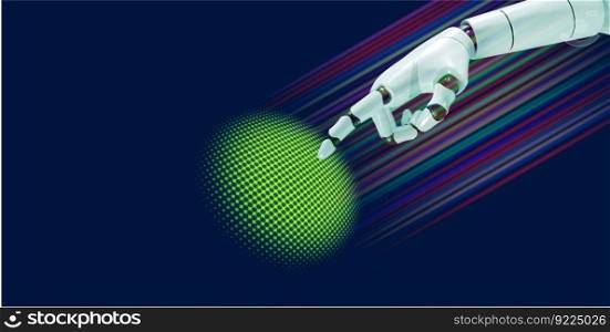 3D robotic hand with halftone line multicolor abstract background