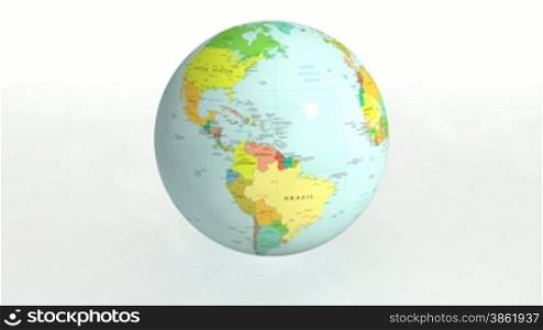 3D rotating earth on white background