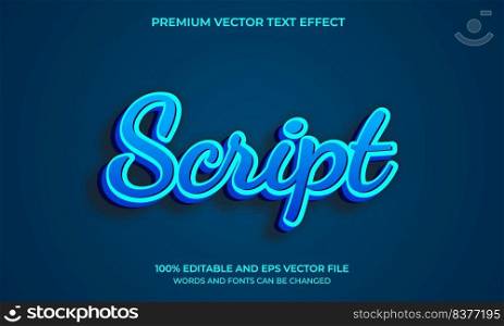 3D Script Text effect, Editable Text Style. Vector illustration