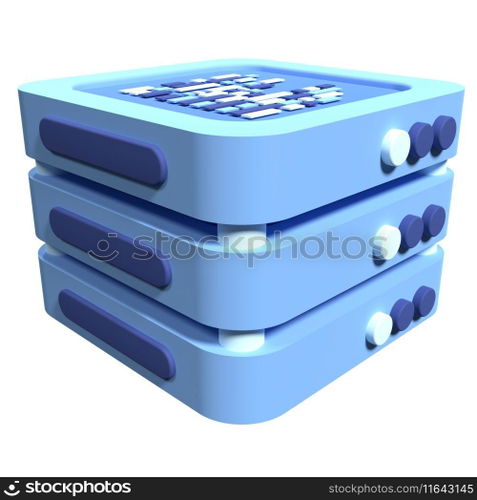 3D server icon. Computer server 3d render icon. Cloud computing. 3d render illustration 