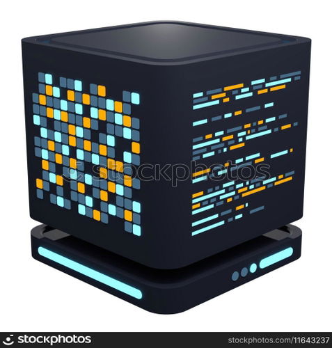 3D server icon. Computer server 3d render icon. Cloud computing. 3d render illustration 