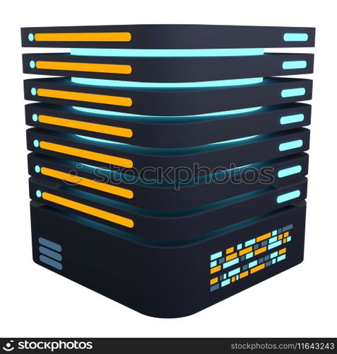3D server icon. Computer server 3d render icon. Cloud computing. 3d render illustration 