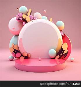3D Shiny Pink Stage Platform with Easter Egg Decor for Product Display
