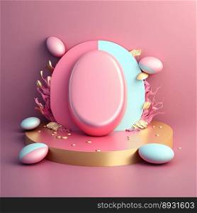 3D Shiny Podium with Easter Egg Decor