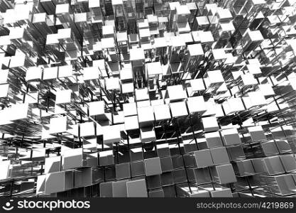 3D Silver Blocks Abstract Background