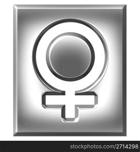 3d silver female symbol sign isolated in white