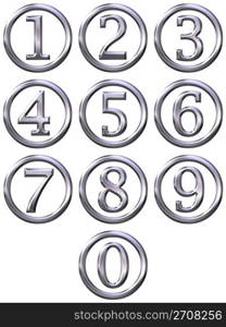 3d silver framed numbers isolated in white