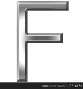 3d silver letter F isolated in white